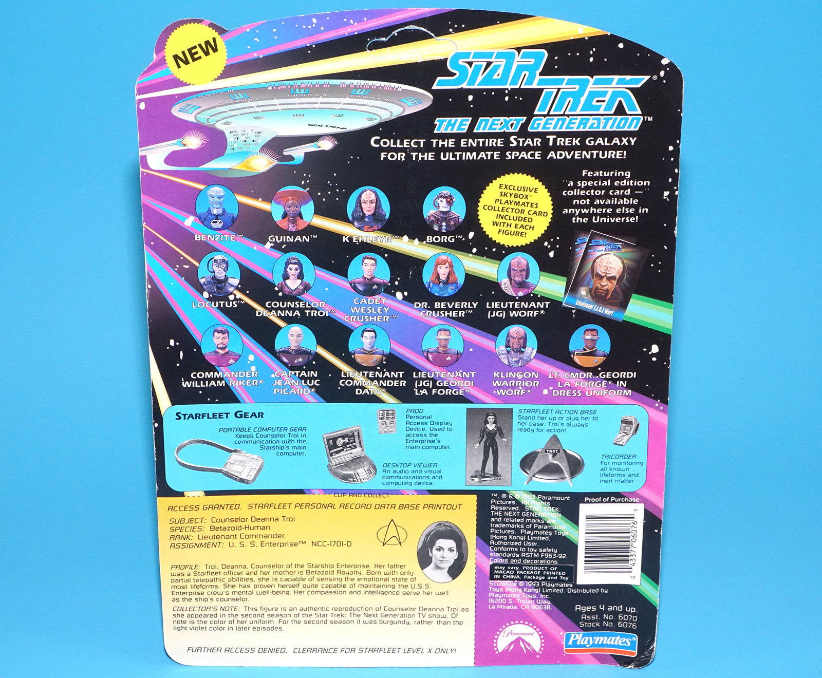 STAR TREK TNG NEXT GENERATION COUNSELOR DEANNA TROI MOC MOSC US CARD 1993 PLAYMATES - Image 7