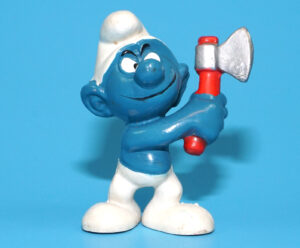 SMURFS 20087 WOODCUTTER SMURF WITH AXE HONG KONG COO 1975 SCHLEICH