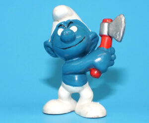 SMURFS 20087 WOODCUTTER SMURF WITH AXE HONG KONG COO 1975 SCHLEICH