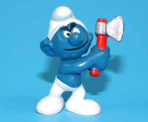 SMURFS 20087 WOODCUTTER SMURF WITH AXE HONG KONG COO 1975 SCHLEICH