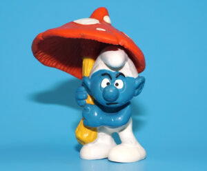 SMURFS 20118 MUSHROOM UMBRELLA SMURF W. GERMANY COO 1979 BULLY SCHLEICH