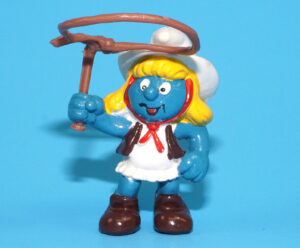 SMURFS 20147 COWGIRL SMURFETTE SMURF HONG KONG COO 1982 SCHLEICH
