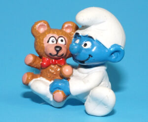 SMURFS 20205 BABY SMURF WITH TEDDY BEAR 1985 SCHLEICH