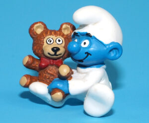 SMURFS 20205 BABY SMURF WITH TEDDY BEAR 1985 SCHLEICH