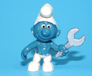 SMURFS KNOCK-OFF 20012 MECHANIC SMURF GROTESQUE W. GERMANY COO DUTCH KO 1980s BOOTLEG