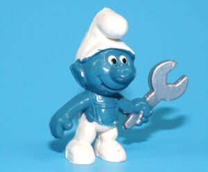 SMURFS KNOCK-OFF 20012 MECHANIC SMURF GROTESQUE W. GERMANY COO DUTCH KO 1980s BOOTLEG
