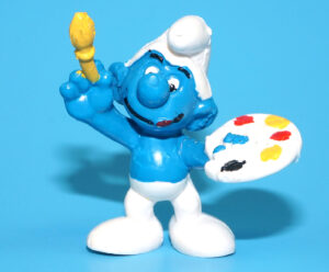 SMURFS KNOCK-OFF 20045 PAINTER SMURF NO COO SPANISH KO 1980s BOOTLEG