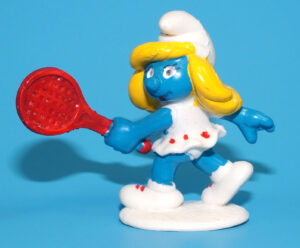 SMURFS KNOCK-OFF 20135 TENNIS PLAYER SMURFETTE SMURF NO COO  SPANISH KO 1980s BOOTLEG