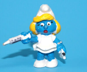 SMURFS KNOCK-OFF 20139 NURSE SMURFETTE NO COO SPANISH KO 1980s BOOTLEG