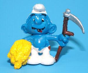 SMURFS KNOCK-OFF 20145 FARMER SMURF NO COO SPANISH KO 1980s BOOTLEG