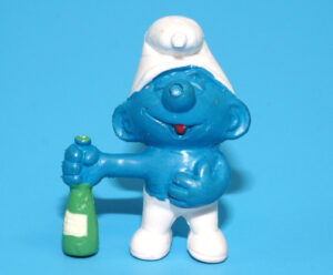 SMURFS KNOCK-OFF SMURF WITH BOTTLE NO COO SPANISH KO 1980s BOOTLEG