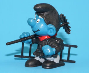 SMURFS 40202 SUPER SMURF CHIMNEY SWEEP 100% COMPLETE W. GERMANY COO 1978 SCHLEICH