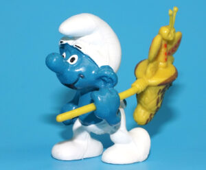 SMURFS 40209 SUPER SMURF BUTTERFLY CATCHER 100% COMPLETE W. GERMANY COO 1979 SCHLEICH