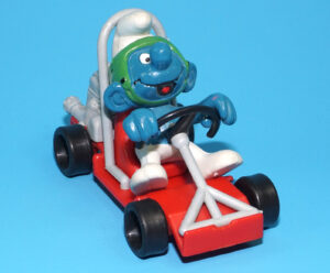 SMURFS 40218 SUPER SMURF GO CART 100% COMPLETE HONG KONG CART W. GERMANY FIGURE 1981 SCHLEICH