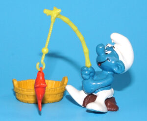 SMURFS 40207 SUPER SMURF ANGLER 100% COMPLETE W. GERMANY COO 1979 SCHLEICH
