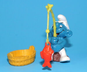 SMURFS 40207 SUPER SMURF ANGLER 100% COMPLETE W. GERMANY COO 1979 SCHLEICH