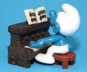 SMURFS 40229 SUPER SMURF PIANO 100% COMPLETE W. GERMANY COO 1983 SCHLEICH READ