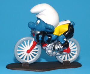 SMURFS 40501 SUPER SMURF CYCLIST 100% COMPLETE HONG KONG COO 1979 SCHLEICH
