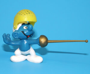 SMURFS 40504 SUPER SMURF FENCER 100% COMPLETE W. GERMANY COO 1979 SCHLEICH