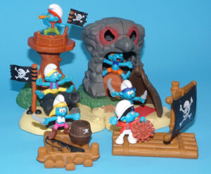 SMURFS MCDONALDS PIRATE ISLAND PLAYSETSET COMPLETE SET (6) EURO EXCLUSIVE 2004 SCHLEICH GERMANY