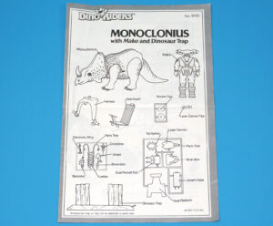DINO RIDERS ORIGINAL INSTRUCTIONS MANUAL SHEET MONOCLONIUS WITH MAKO US USA 1988 TYCO