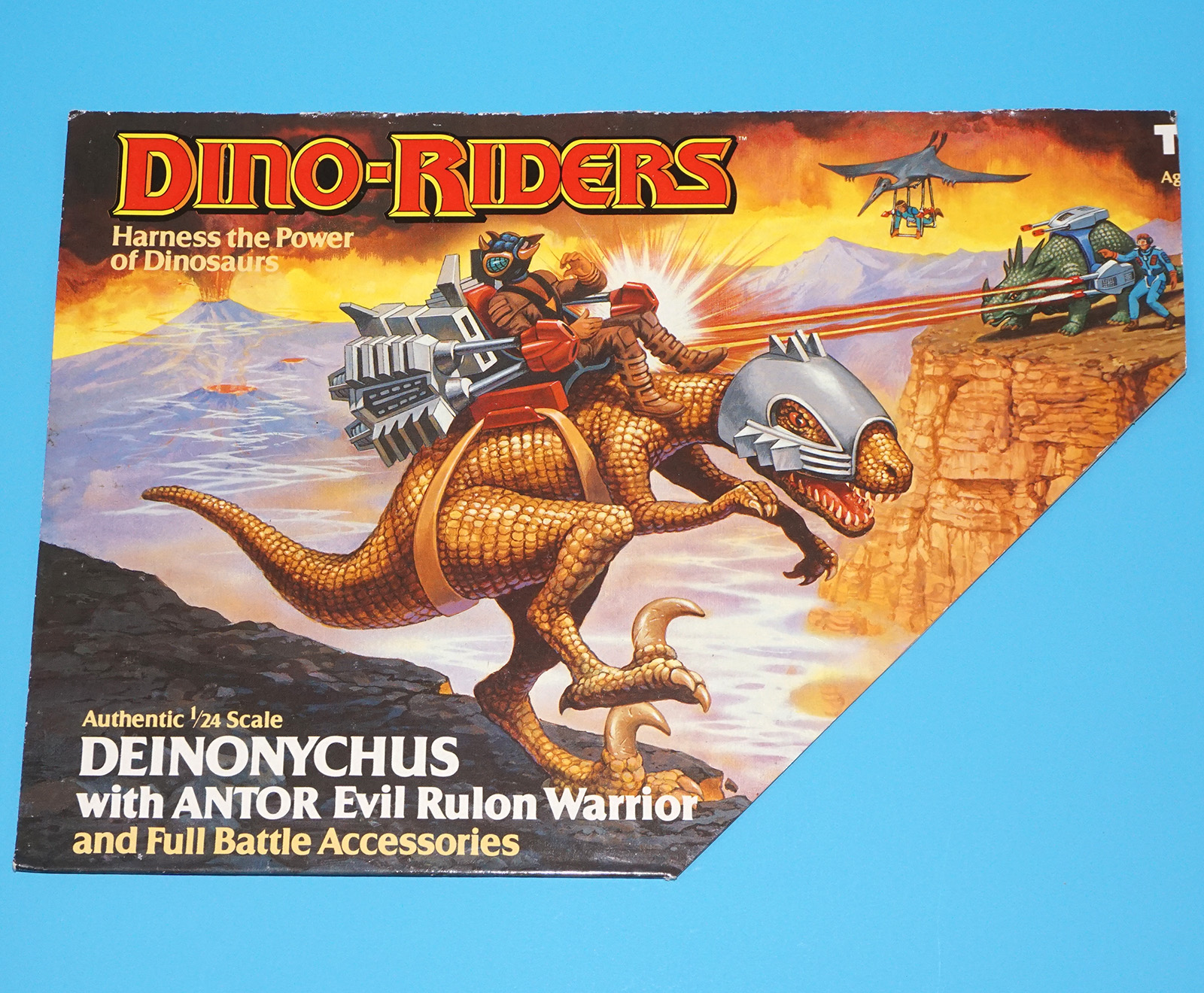 DINO RIDERS BOX CUT OUTS FLAP FILE CARD DEINONYCHUS WITH ANTOR 1988 TYCO - Image 2