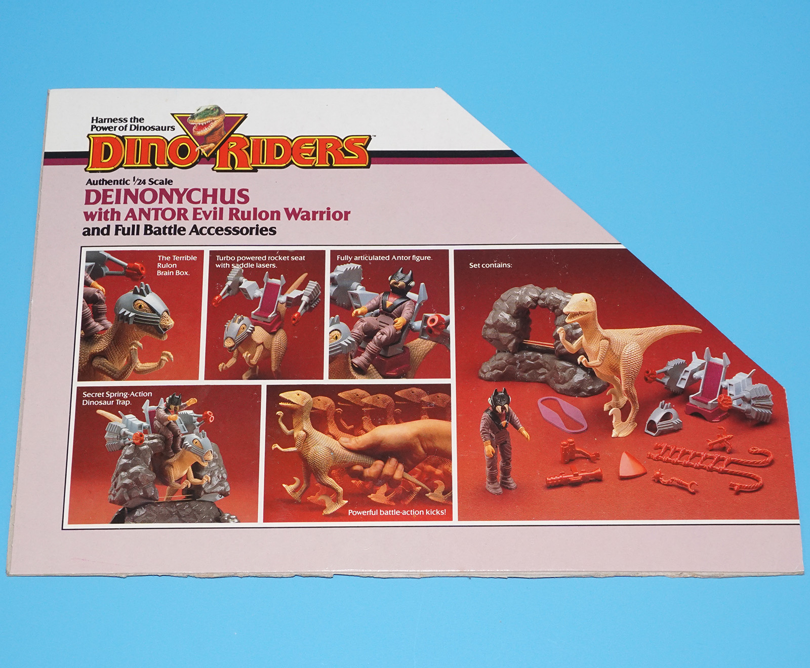 DINO RIDERS BOX CUT OUTS FLAP FILE CARD DEINONYCHUS WITH ANTOR 1988 TYCO - Image 3