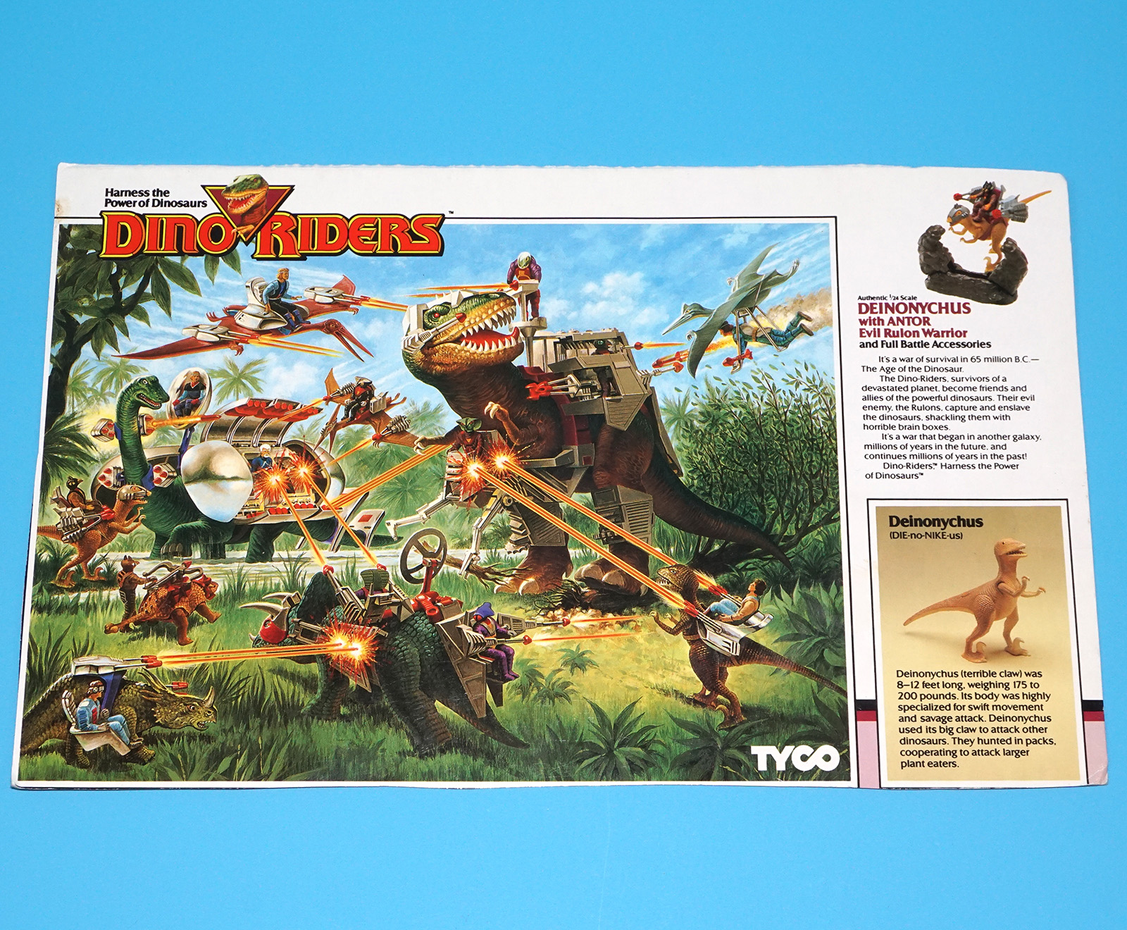 DINO RIDERS BOX CUT OUTS FLAP FILE CARD DEINONYCHUS WITH ANTOR 1988 TYCO - Image 4