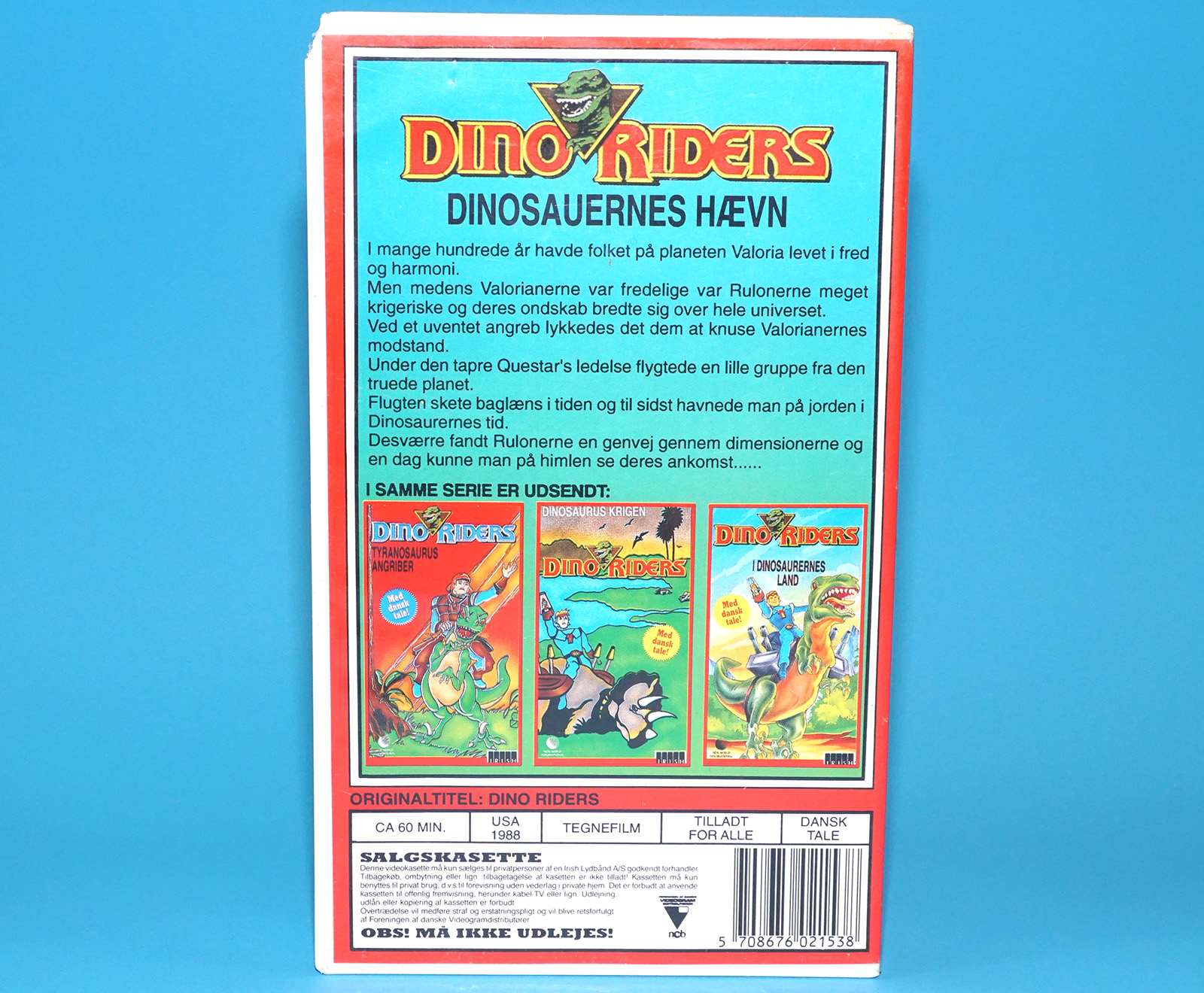 DINO RIDERS VHS VIDEO TAPE DINOSAUERNES HÆVN MED DANSK TALE 1988 IRISH - Image 2