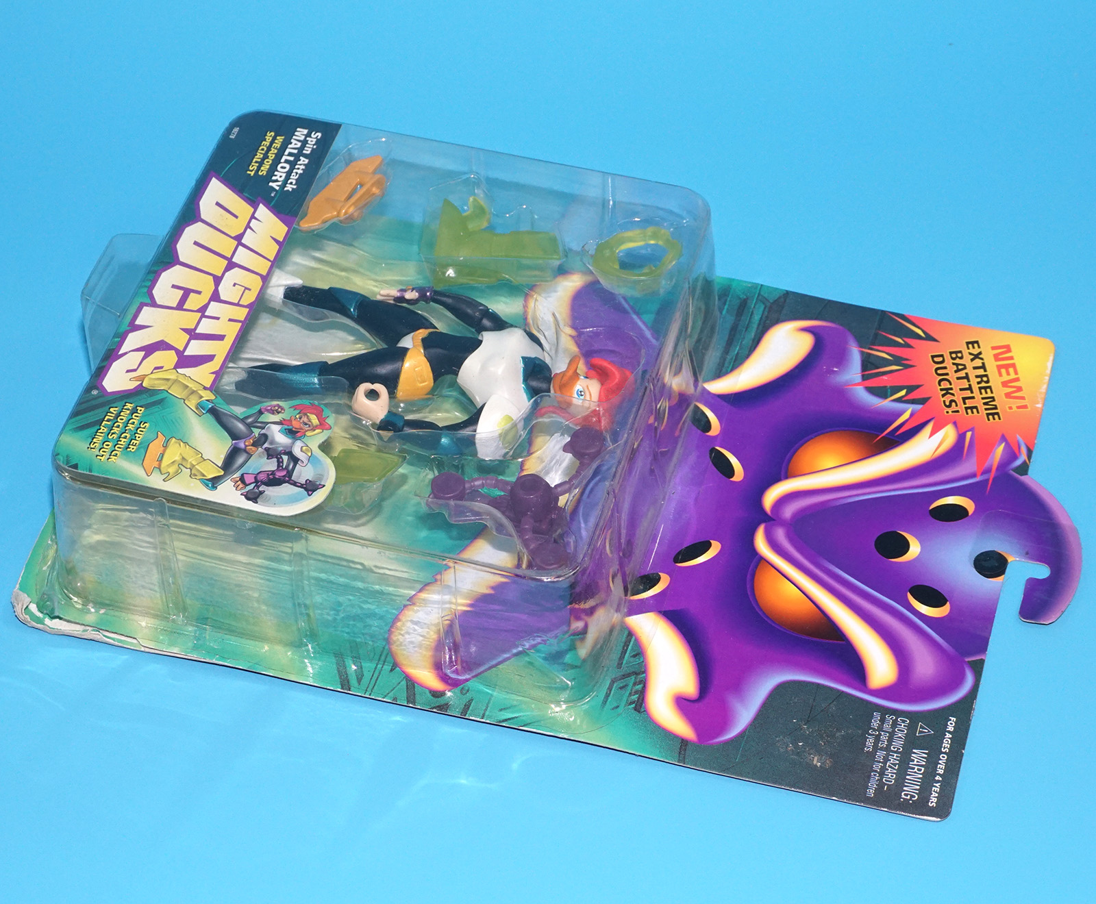 MIGHTY DUCKS SPIN ATTACK MALLORY MOC MOSC SEALED CARD 1996 MATTEL - Image 5