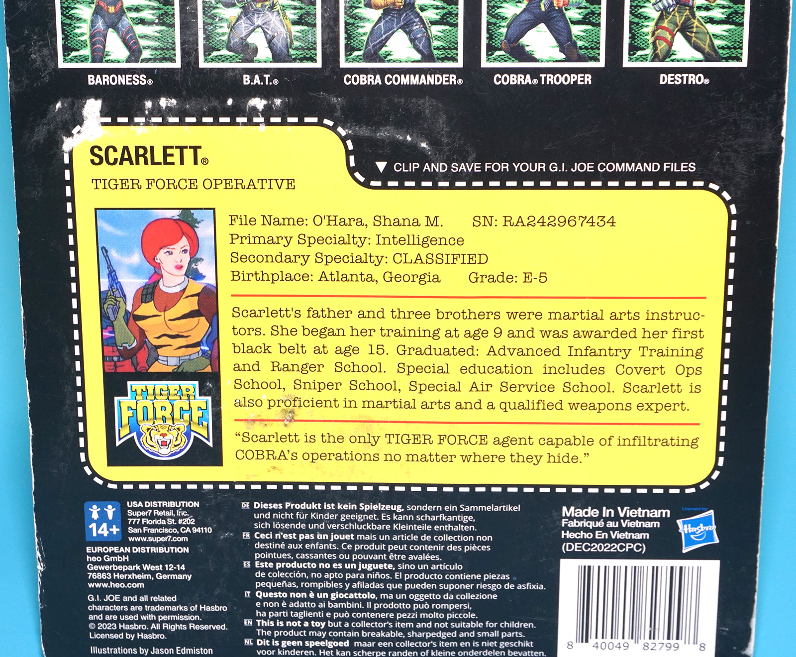 2023 GI JOE REACTION FIGURES TIGER FORCE SCARLETT MOC MOSC SUPER7 - Image 7