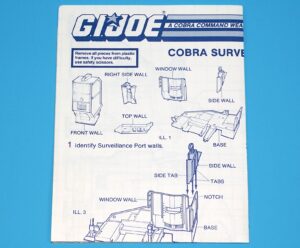 1986 GI JOE COBRA SURVEILLANCE PORT SPARE BLUEPRINT INSTRUCTIONS US USA HASBRO