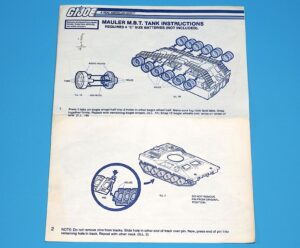 1985 GI JOE MAULER M.B.T. TANK SPARE BLUEPRINT INSTRUCTIONS US USA HASBRO