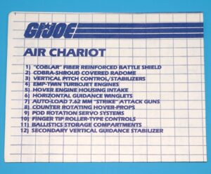 1986 GI JOE SERPENTOR’S AIR CHARIOT SPARE BLUEPRINT INSTRUCTIONS US USA HASBRO