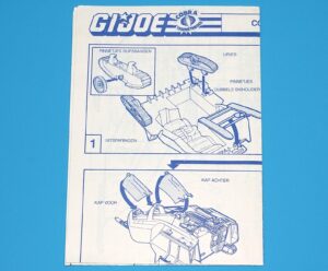 1987 GI JOE COBRA WOLF SPARE BLUEPRINT INSTRUCTIONS NL DUTCH HASBRO
