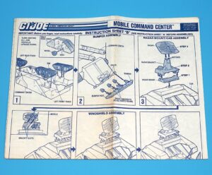 1987 GI JOE M.C.C. MOBILE COMMAND CENTER SPARE BLUEPRINT INSTRUCTIONS US USA HASBRO