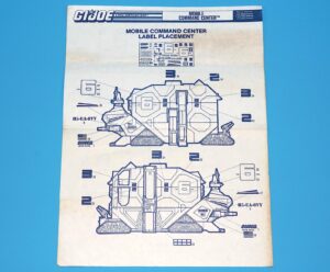 1987 GI JOE M.C.C. MOBILE COMMAND CENTER SPARE BLUEPRINT INSTRUCTIONS LABEL PLACEMENT US USA HASBRO