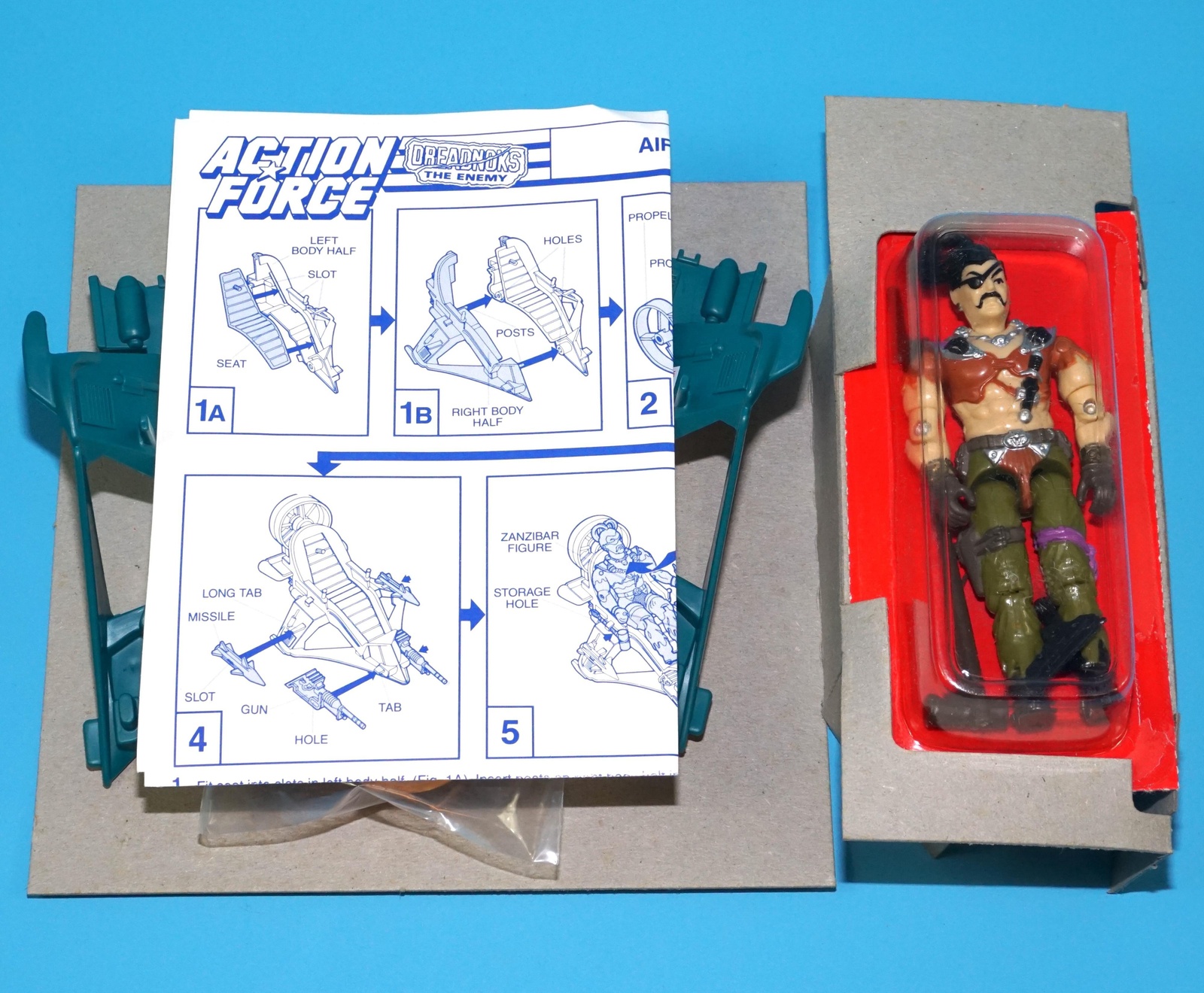 1987 GI JOE DREADNOK AIR SKIFF & ZANZIBAR v1 COMPLETE BOXED UK ACTION FORCE BOX EURO HASBRO - Image 10