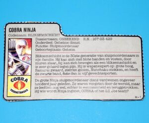1984 GI JOE STORM SHADOW v1 FILE CARD FILECARD NL DUTCH HASBRO