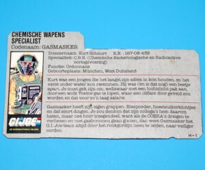 1985 GI JOE AIRTIGHT v1 FILE CARD FILECARD NL DUTCH HASBRO