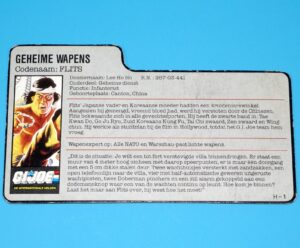 1985 GI JOE QUICK KICK v1 FILE CARD FILECARD NL DUTCH HASBRO