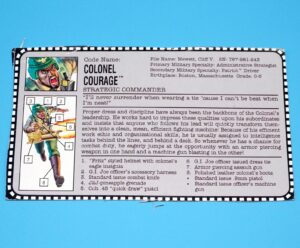 1993 GI JOE COLONEL COURAGE v1 FILE CARD FILECARD US USA HASBRO