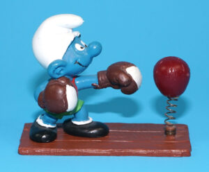 SMURFS 40508 SUPER SMURF BOXER 100% COMPLETE W. GERMANY COO 1980 SCHLEICH