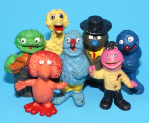 SESAME STREET PVC FIGURE LOT BIG BIRD GROUCH GROVER HERRY LEFTY TIFFY 1970s HEIMO GERMANY JIM HENSON