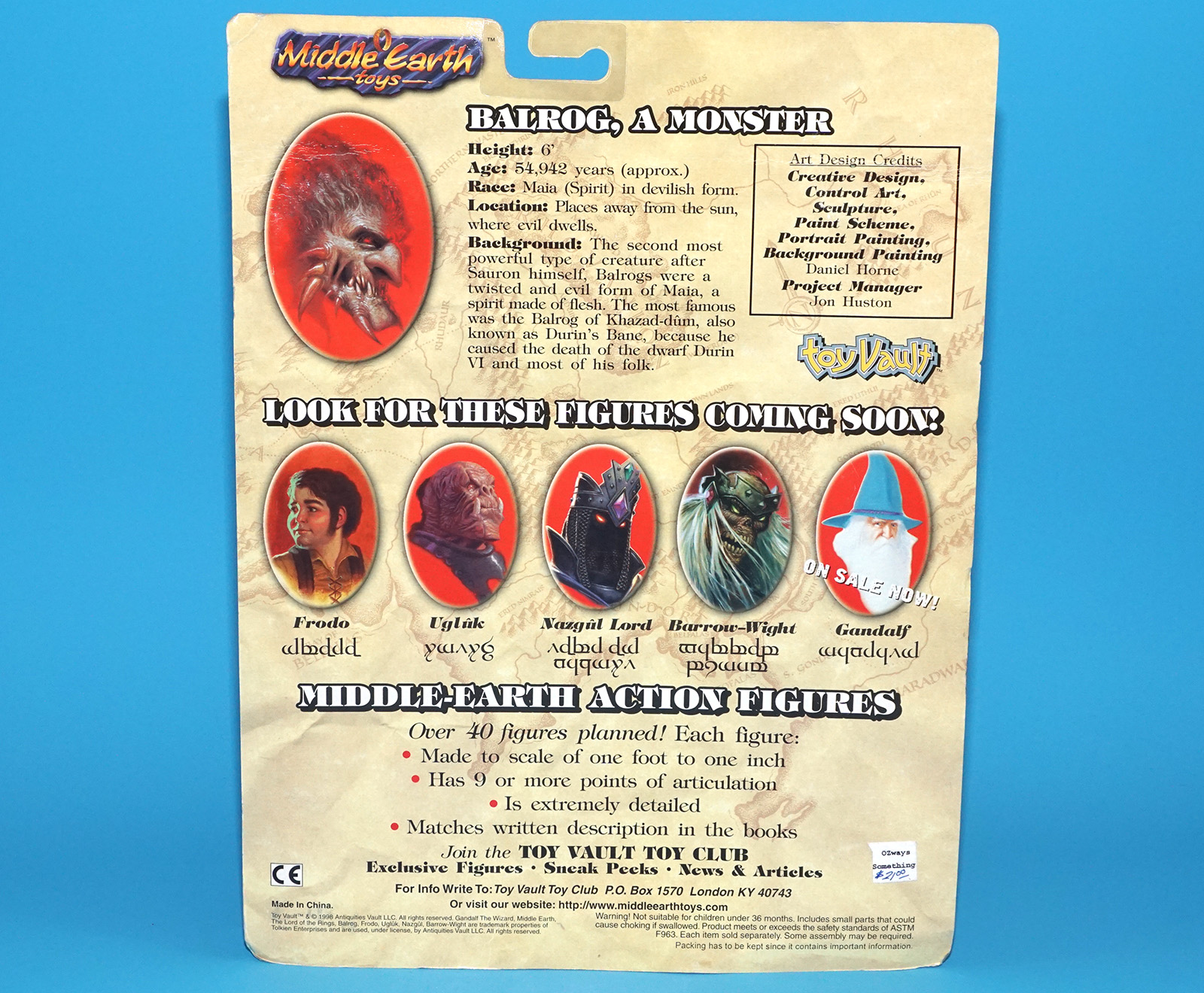 MIDDLE EARTH TOYS JRR TOLKIEN'S THE LORD OF THE RINGS EARTH BALROG MOC MOSC US CARD 1998 TOYVAULT - Image 8