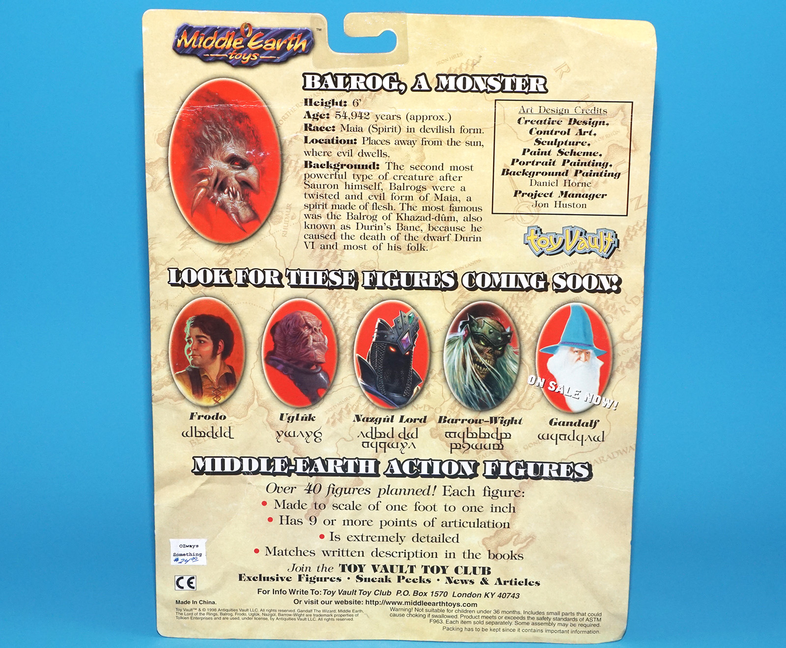 MIDDLE EARTH TOYS JRR TOLKIEN'S THE LORD OF THE RINGS FOREST BALROG MOC MOSC US CARD 1998 TOYVAULT - Image 9