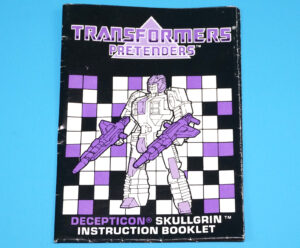 TRANSFORMERS G1 ORIGINAL SPARE INSTRUCTIONS PRETENDERS SKULLGRIN 1989 HASBRO