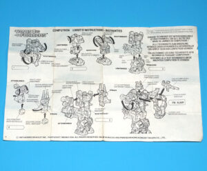 TRANSFORMERS G1 ORIGINAL SPARE INSTRUCTIONS TECHNOBOT COMPUTRON NL FR EURO 1987 HASBRO