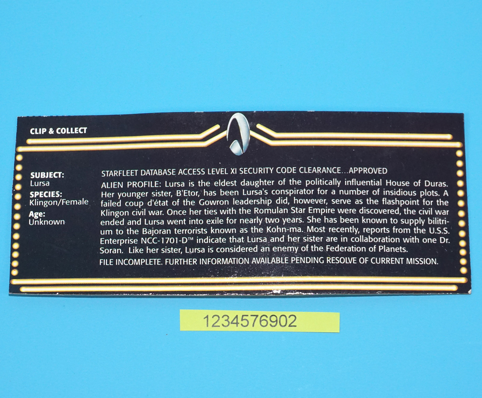 STAR TREK GENERATIONS LURSA KLINGON WARRIOR 100% COMPLETE 1994 PLAYMATES - Image 5