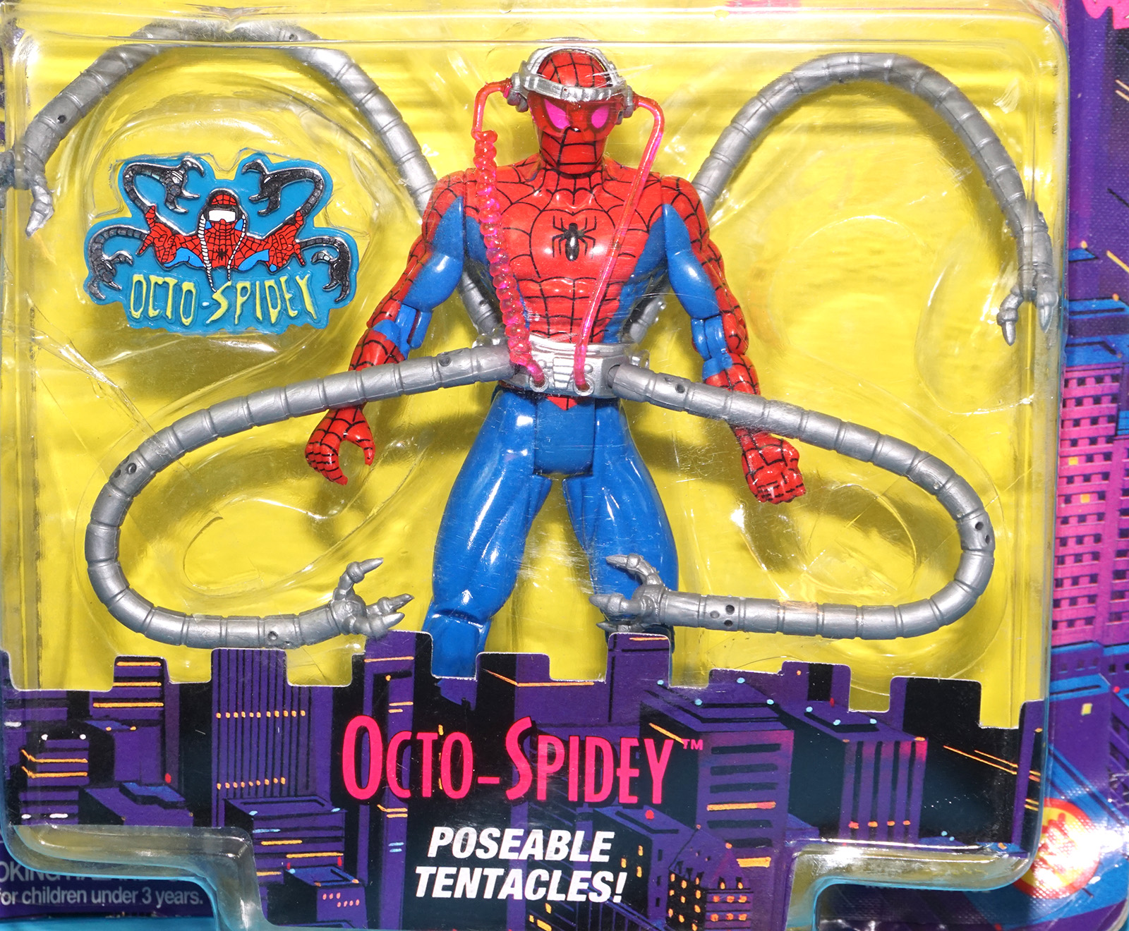 MARVEL SPIDER-MAN ANIMATED SERIES OCTO-SPIDEY MOC MOSC US CARD 1995 TOY BIZ - Image 2